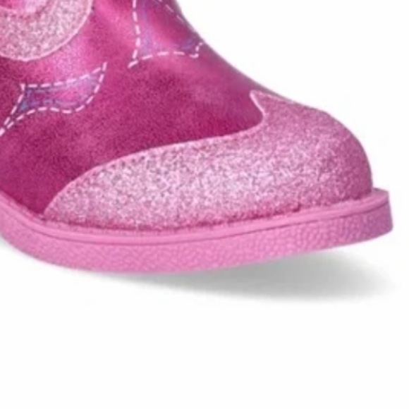 Disney Minnie Mouse Girls Metallic Pink Sparkle Cowboy Boots Shoes Size 12 NWT - Picture 9 of 9